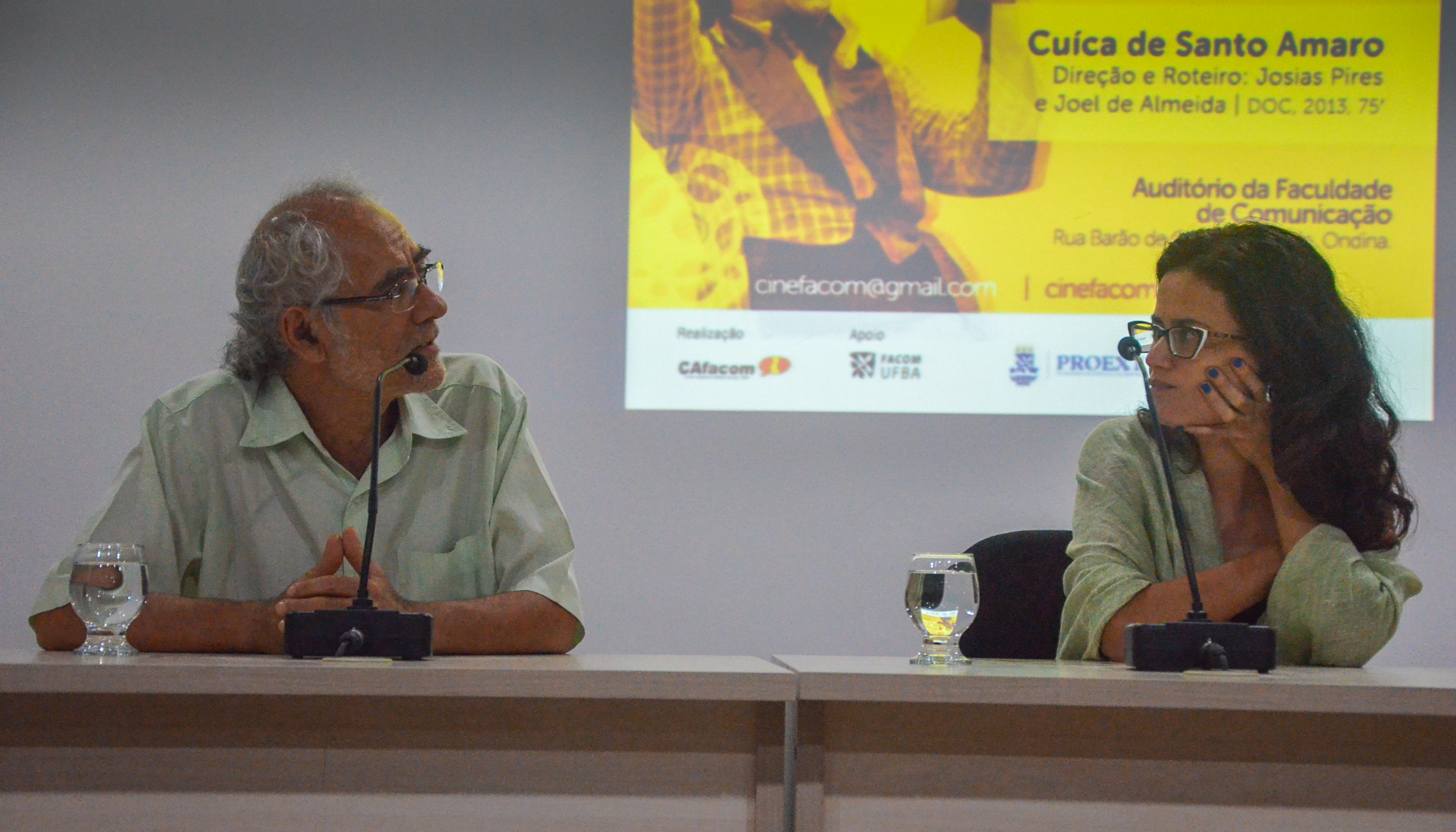 Josias Pires e Ana Rosa Marques dividiram a mesa de debate no CineFacom Foto: Gustavo Salgado