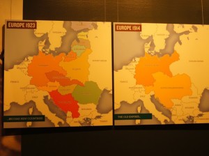 Mapas comparativos – A Europa antes e depois da Primeira Guerra Mundial (Fonte: National Air and Space Museum. Smithsonian Institution. Washington, D.C.)