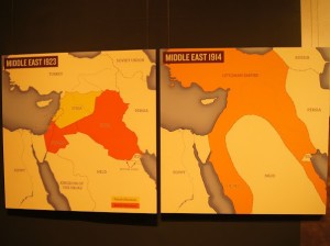 Mapas comparativos – O Oriente Médio antes e depois da Primeira Guerra Mundial (Fonte: National Air and Space Museum. Smithsonian Institution. Washington, D.C.)