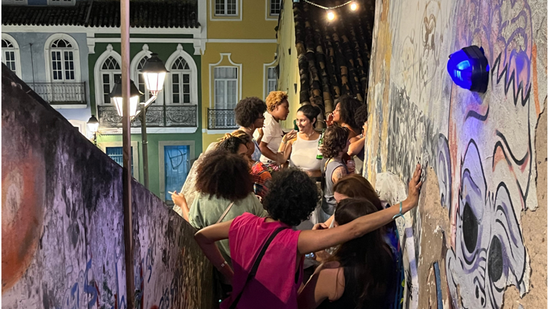 Entrada da festa Sapaokê no bar Marujada, no Santo Antônio Além do Carmo, Salvador, 2023. Foto: Laura Rosa Matos