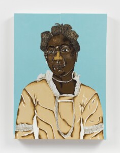 “Luiza Mahin”, 2020, óleo e folha de ouro sobre tela, 45 x 61 cm, foto de Paulo Rezende