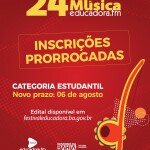 Festival de Música da Educadora FM prorroga inscrições da categoria estudantil até agosto